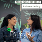 Laura Sgroi and María Gabriela Hoch on the set for video podcast "En Los Ta con Laura"